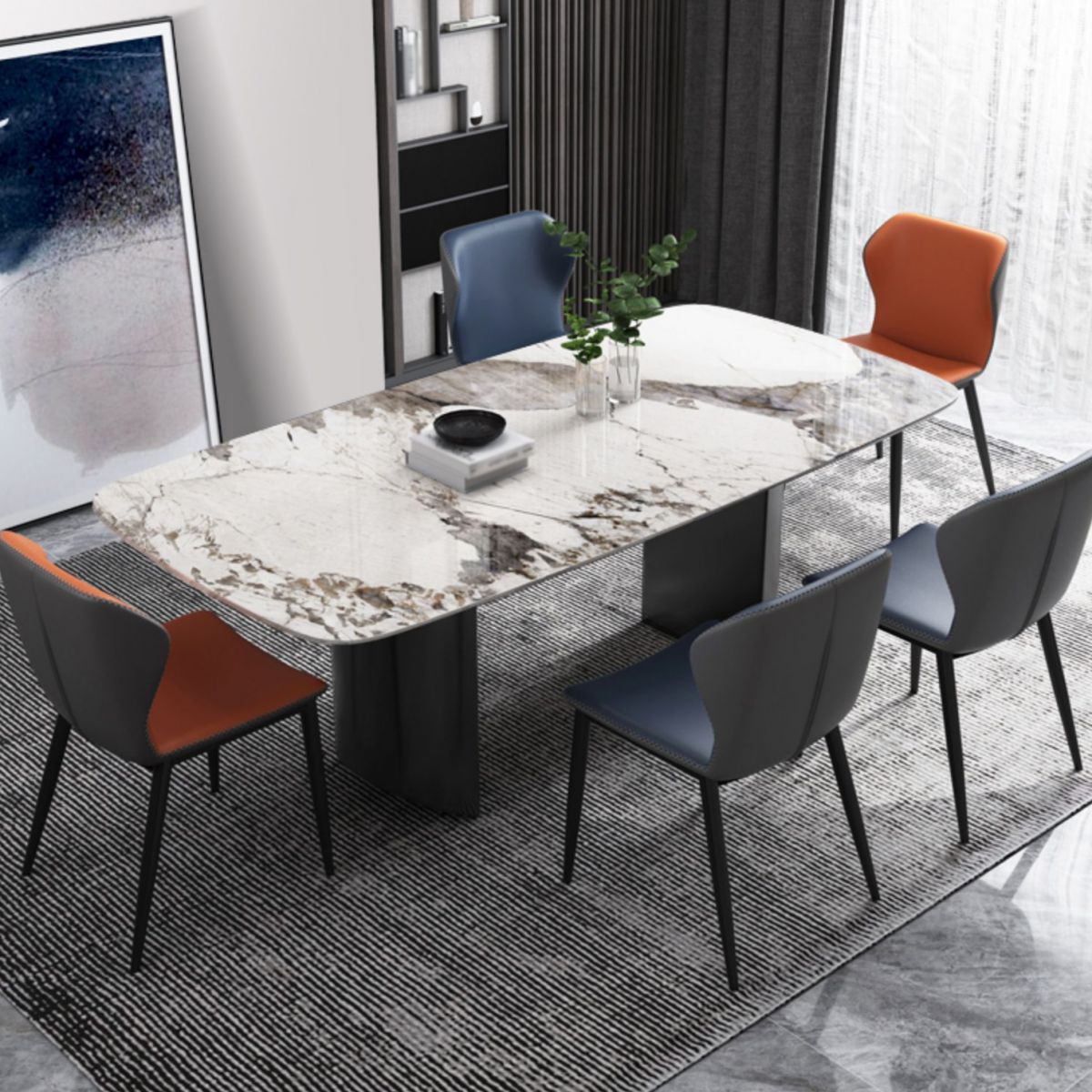 Contemporary 1/4/5/6/7 Pieces Dining Room Set Rectangle Dining Table Set