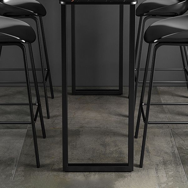 Industrial Indoor Rectangle Counter Wine Table Stone and Metal Bar/Dinette Table