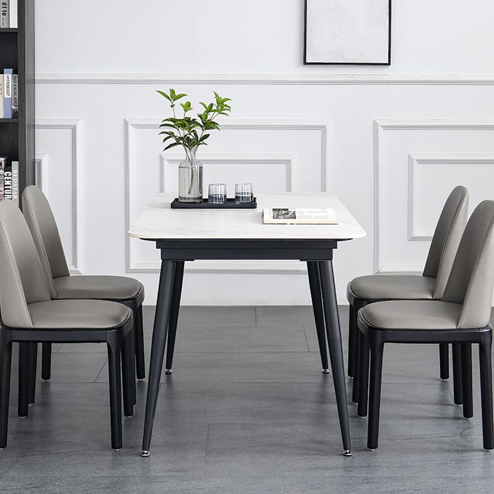 4-foot Stone Dinette Table Industrial Style Rectangle Dining Table with Drop Leaf