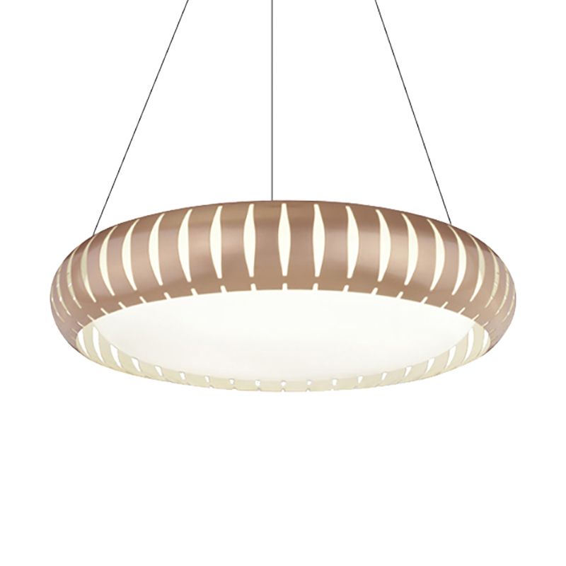 Lámpara moderna de metal de metal de techo redondo LED/negro/blanco en luz cálida/blanca/natural, 18 "/22" de ancho
