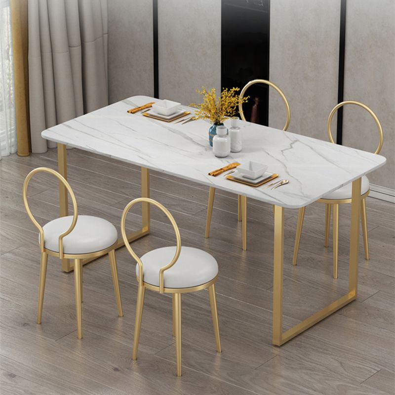 Silla de comedor de metal Glam, silla lateral de comedor con respaldo abierto sin brazos para uso doméstico