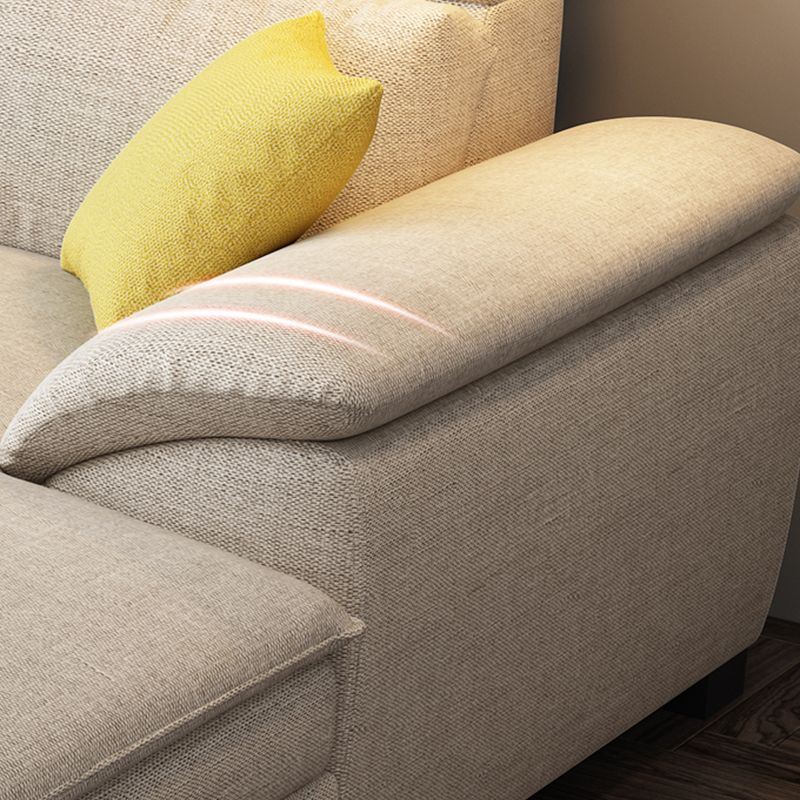 Contemporary Linen Right Hand Facing Sectional Pillow Top Arm Sofa and Chaise