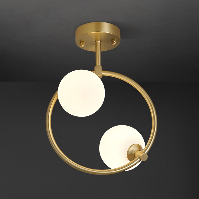Contemporary Globe Flush Light Fixture Glass Flush Mount Lamps in Gold