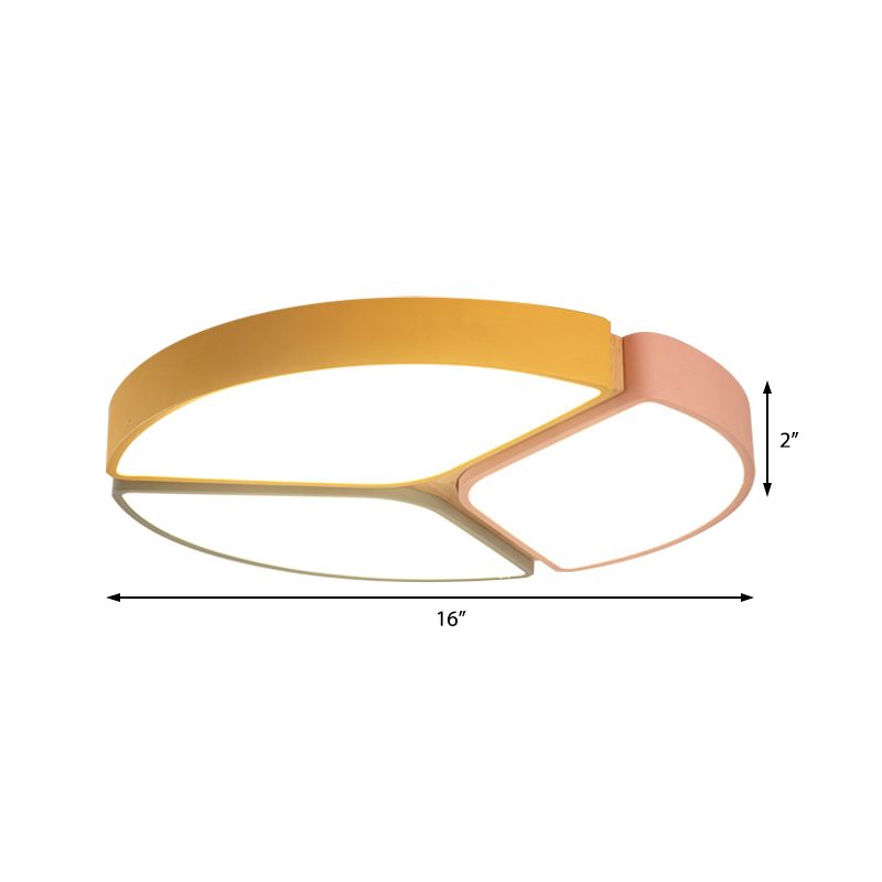 16"/19.5"/23.5" Wide Circular Flushmount Light Macaron Metallic Led Close to Ceiling Light in Warm/White Light