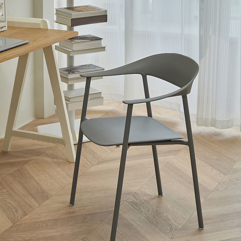 Modern Open Back Side Chair Plastic Arm Indoor Chair with Metal Base