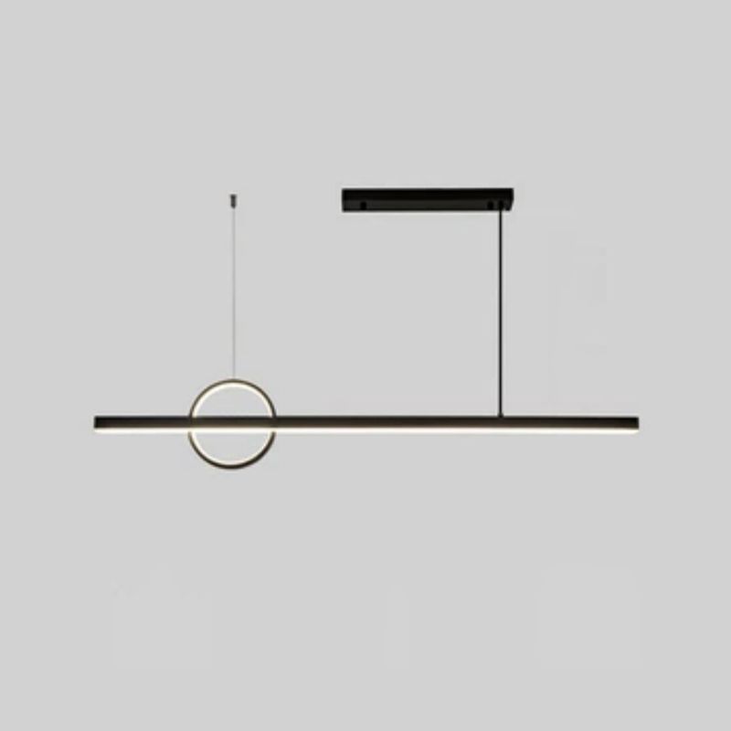 Linear Hanging Island Lights Modern Metal Chandelier Light in Black for Dining Room
