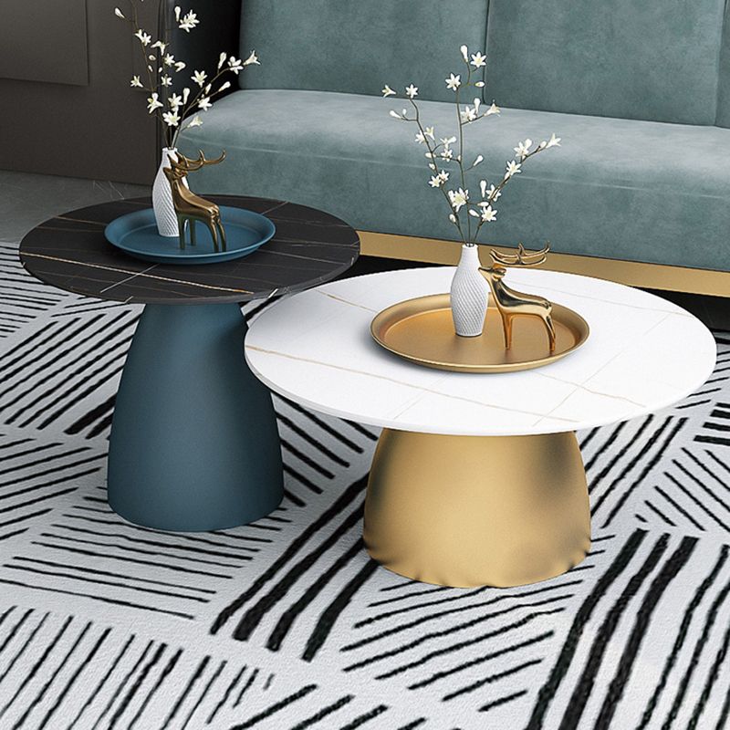 Slate 1 Single Modern Coffee Table Iron Pedestal Cocktail Table