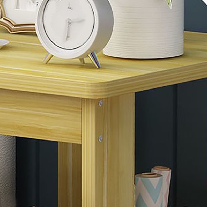 Farmhouse Licing Room Wood Side Table Four-Leg Side Table with One Shelf