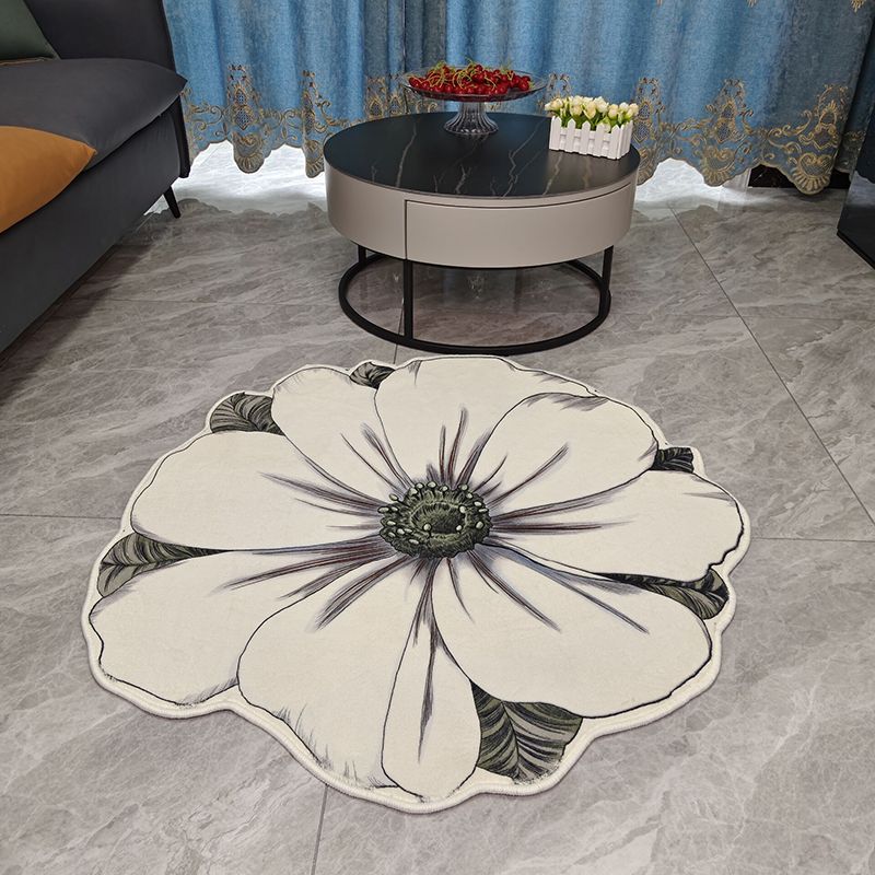 Novelty Flower Pattern Rug Casual Polyester Carpet Pet Friendly Area Rug for Living Room