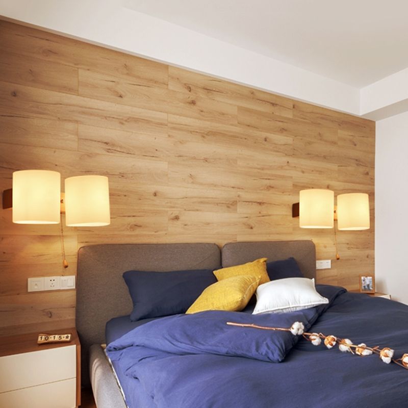 Application murale cylindroïde en bois dans la lampe murale en verre blanche de style concis moderne dans la couleur du journal