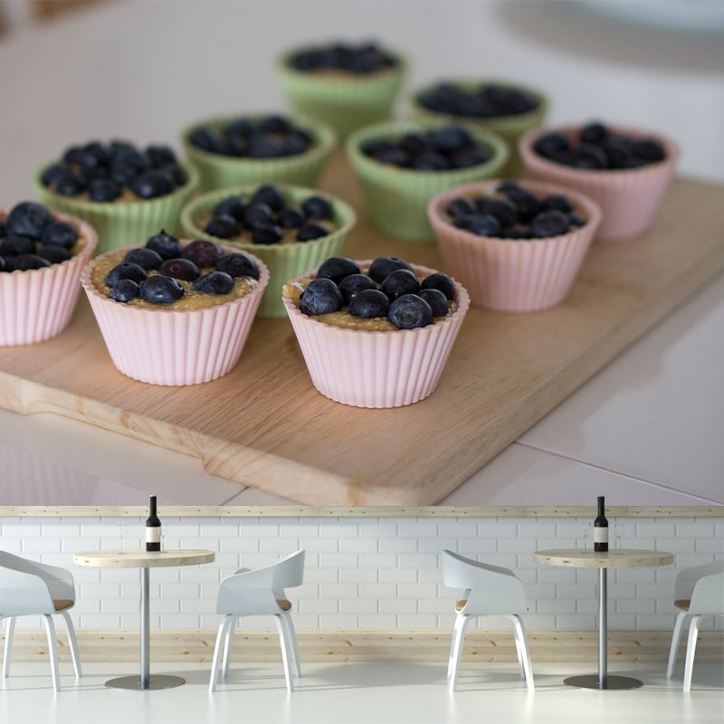 Blueberry Cupcakes  Dessert Murals Environment Friendly for Dessert Shop