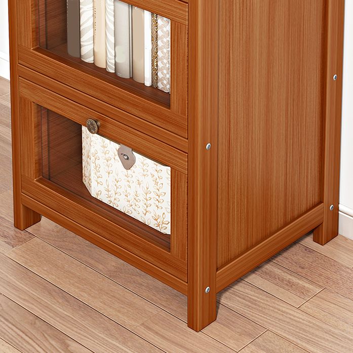 Mid-Century Modern 13.8"W Accent Chest Rectangle Side Cabinet in Brown