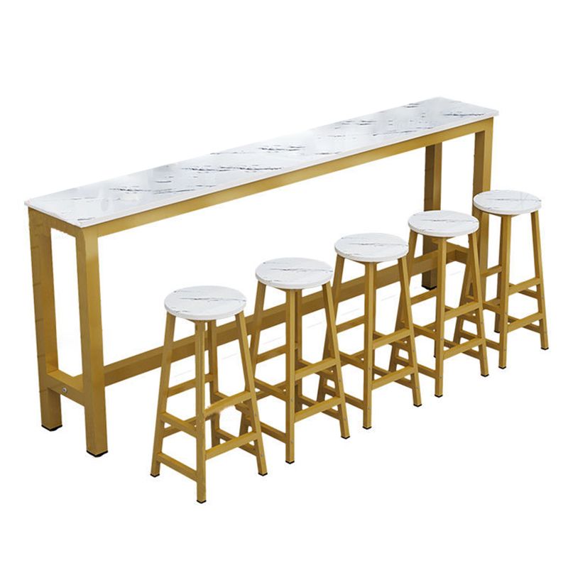 Contemporary Bar Dining Table Rectangle Bar Table with Trestle Base