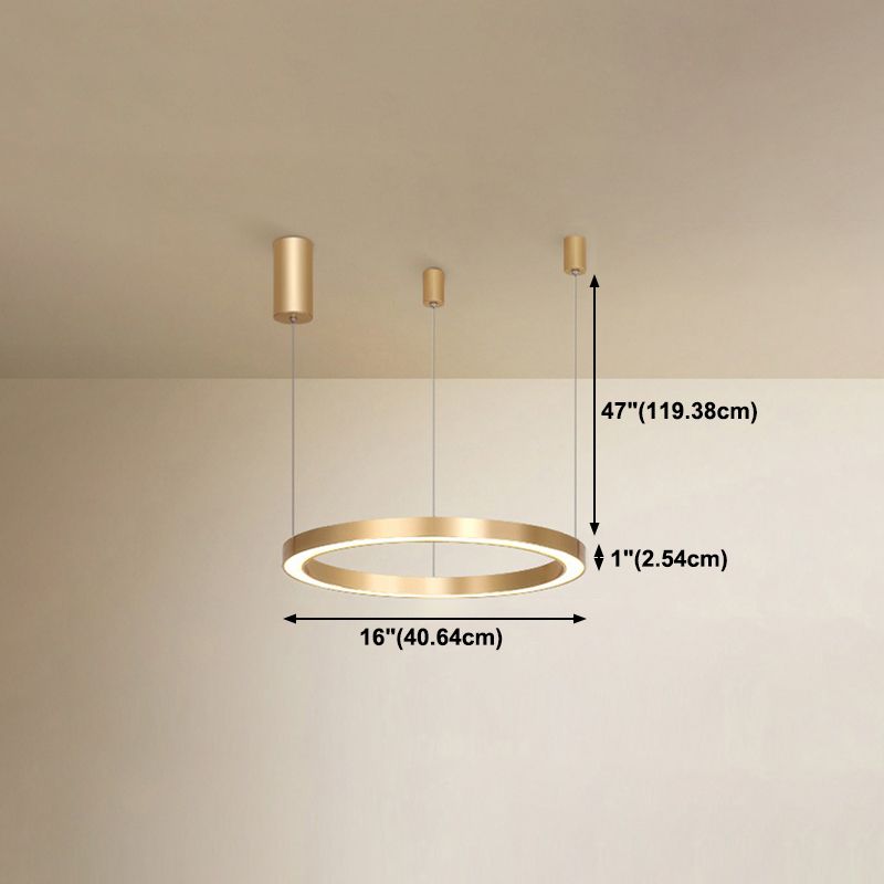 Aluminum Loop Shaped Chandelier Contemporary Gold LED Hanging Pendant Light