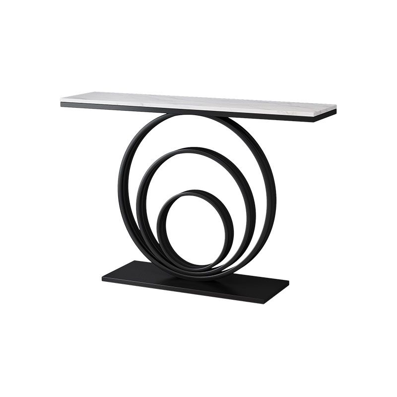 Modern Iron Console Sofa Table Rectangle Stone Console Accent Table for Hall