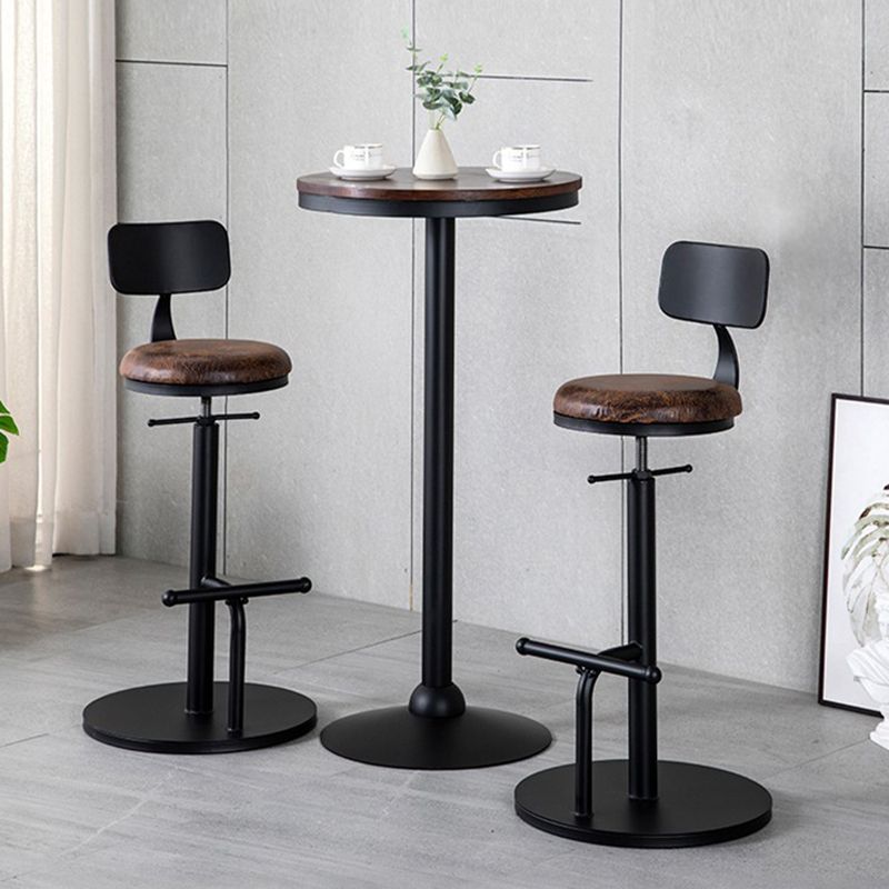 Metal Adjustable Height Bar Stool Industrial Armless Bar Stool with Footrest