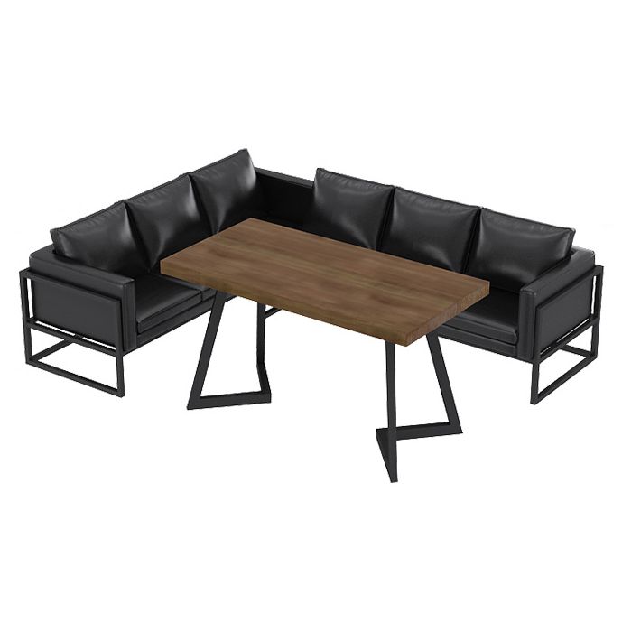 Mesa de comedor industrial Mesa de madera maciza de pino con base negra para la cena de cocina en casa