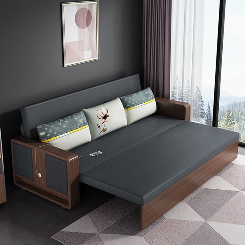 31" Wide Contemporary Sleeper Sofa Futon Gray Pillow Included Sleeper Sofa