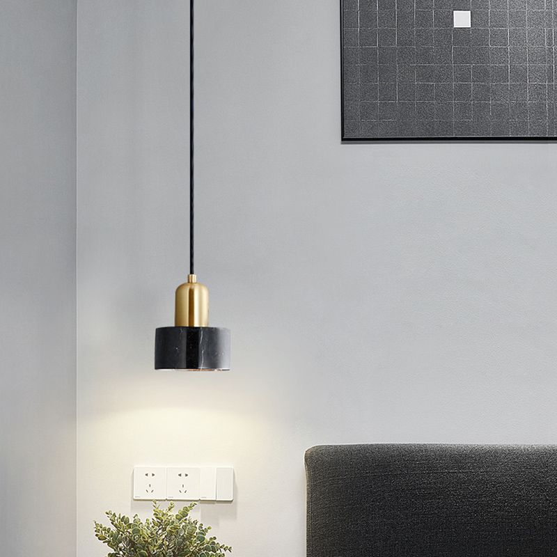 Round Shade Dining Room Pendant Light Marble Simplicity Suspension Lighting Fixture