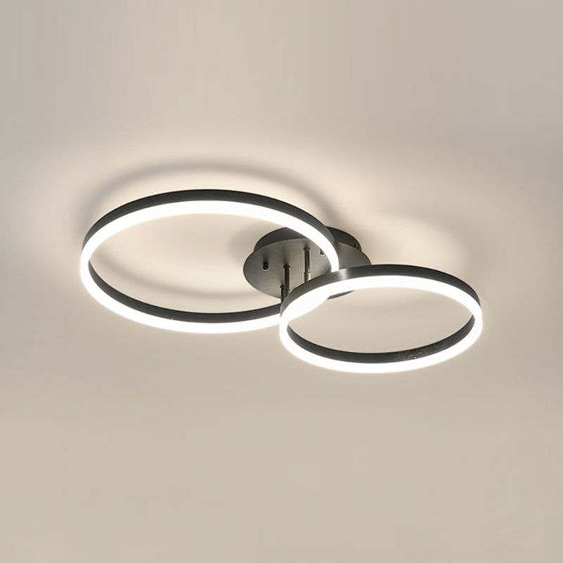 LED Circle 2 / 3 - Light Semi Flush Mount Metal and Acrylic Black Ceiling Semi Flush