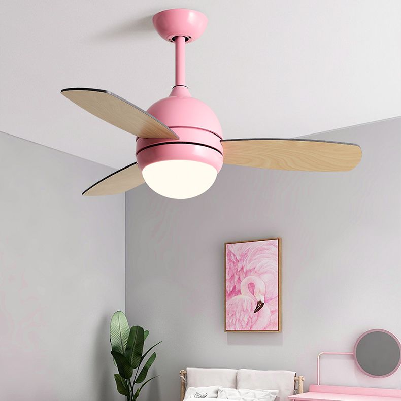 Metal Round Shape Ceiling Fan Light Kids Style 1-Light Ceiling Fan Lighting for Bedroom