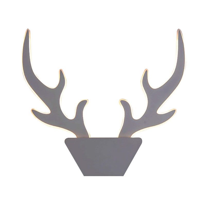 Antlers Acrylic Sconce Light Fixture Art Deco LED White/Black Wall Mounted Lamp in Warm/White Light