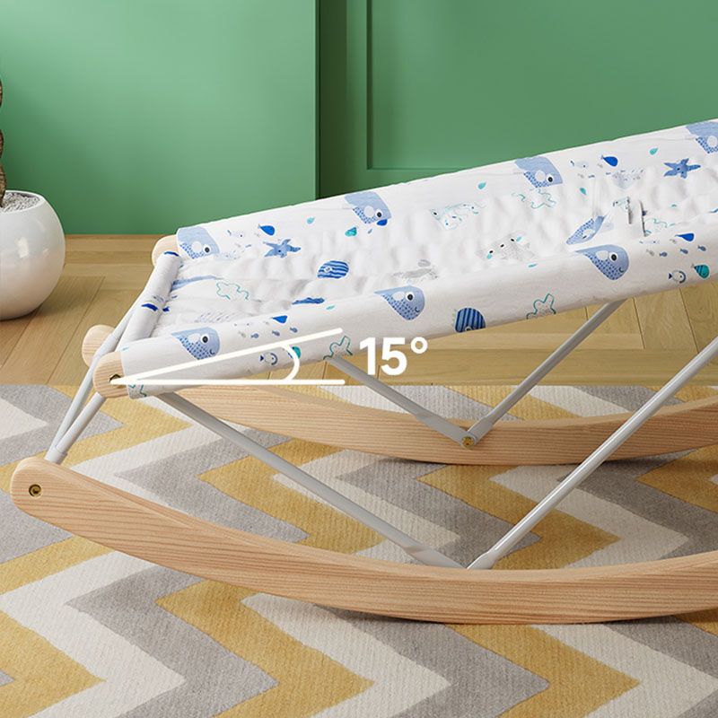 Traditional Solid Wood Oval Rocking Light Wood Crib Cradle with Pad