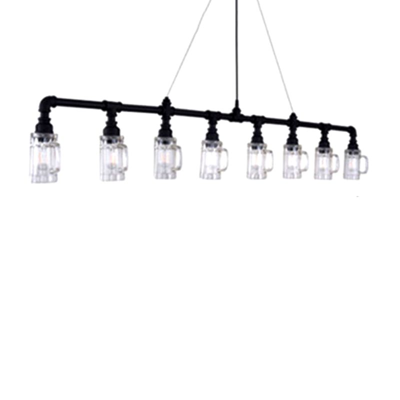 Cup Bar Island Pendant Lighting Industrial Style Metal Black Island Chandelier Light