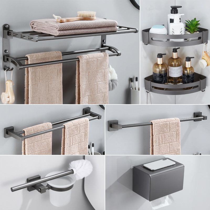 Contemporary Bathroom Accessory As Individual Or As a Set in Grey Metal