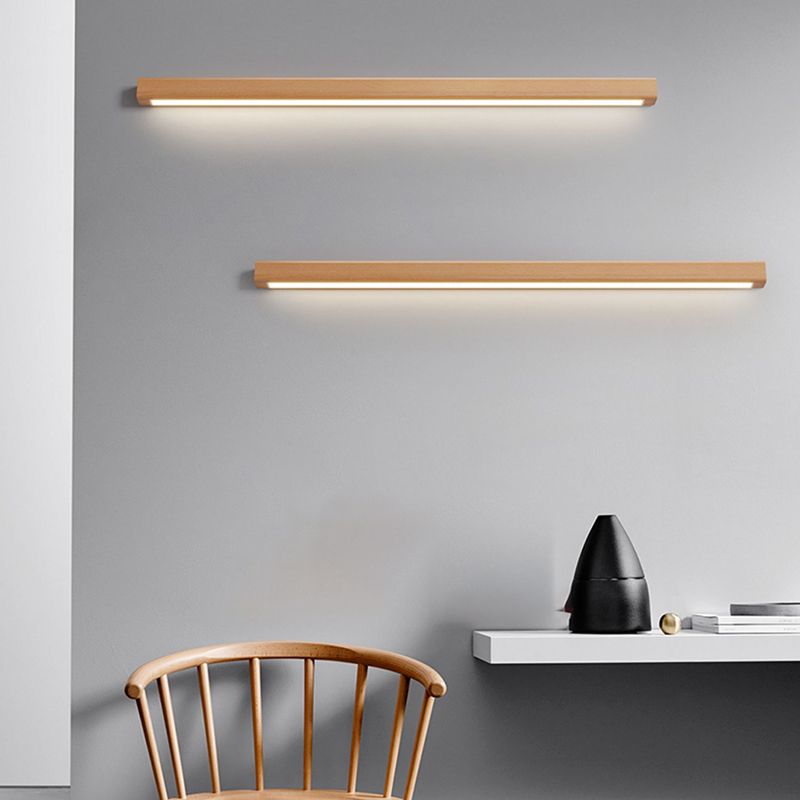 Luces de pared de tocador lineal de estilo moderno madera 1 luces de espejo de tocador de luz