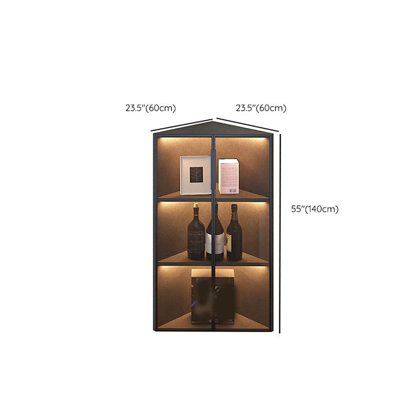Corner Glass Paned Wood No Distressing Contemporary Accent Cabinet