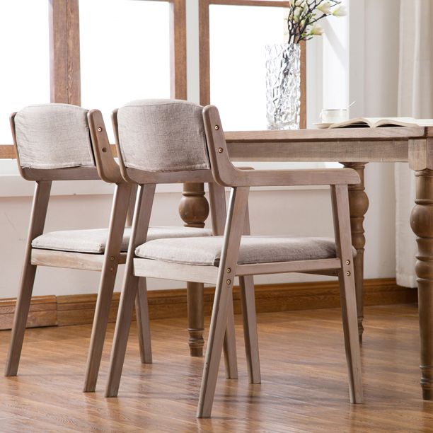 Contemporary Dining Chair 18'' Wide Open Arm Chair with 4 Wood Legs for Home Use