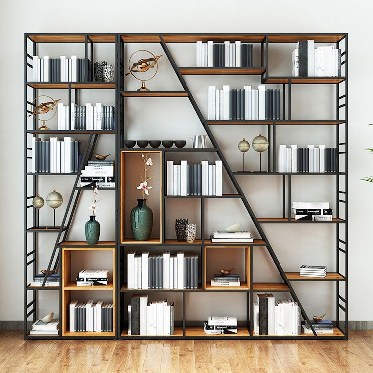 9.84"W 78.74"H Bookcase Industrial Style Open Back Bookcase for Study Room Home Office