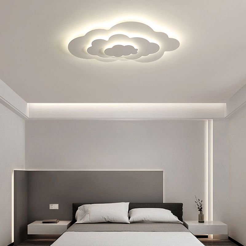 Nordic Style Ceiling Light Fixture Cloud Flush Mount in White for Bedroom
