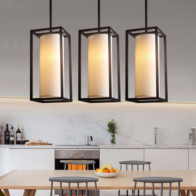 Cilinder eetkamer hanglampverlichting stof moderne suspensie hanger licht in beige