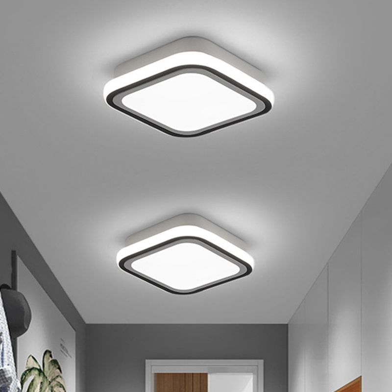 LED-gangplafondinbouwlamp Minimalistisch zwart inbouwlichtarmatuur met ronde/vierkante metalen kap in wit/3 kleurenlicht