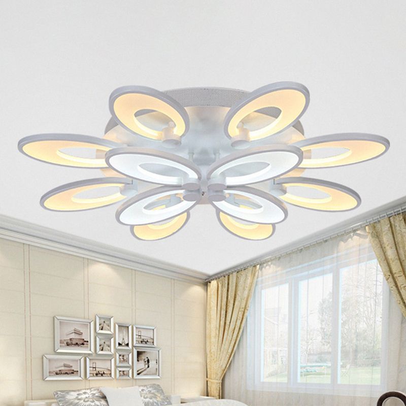 Minimalist Peacock Ceiling Mounted Light Acrylic Living Room LED Semi Flush Mount in White