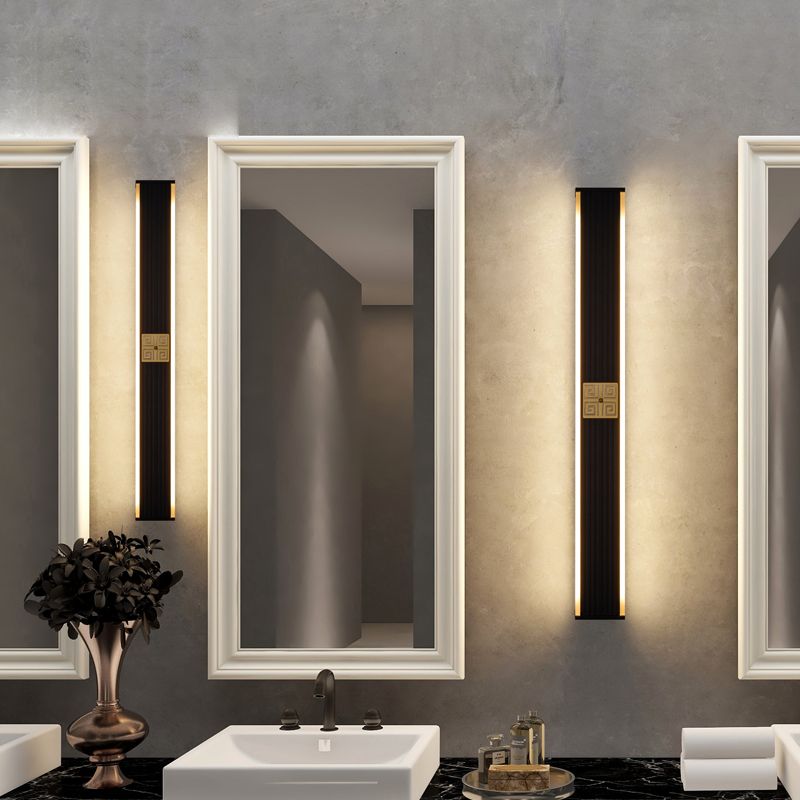 Mur de l'aluminium moderne bande lumineuse 2 lumières applique murale en noir pour la cage d'escalier