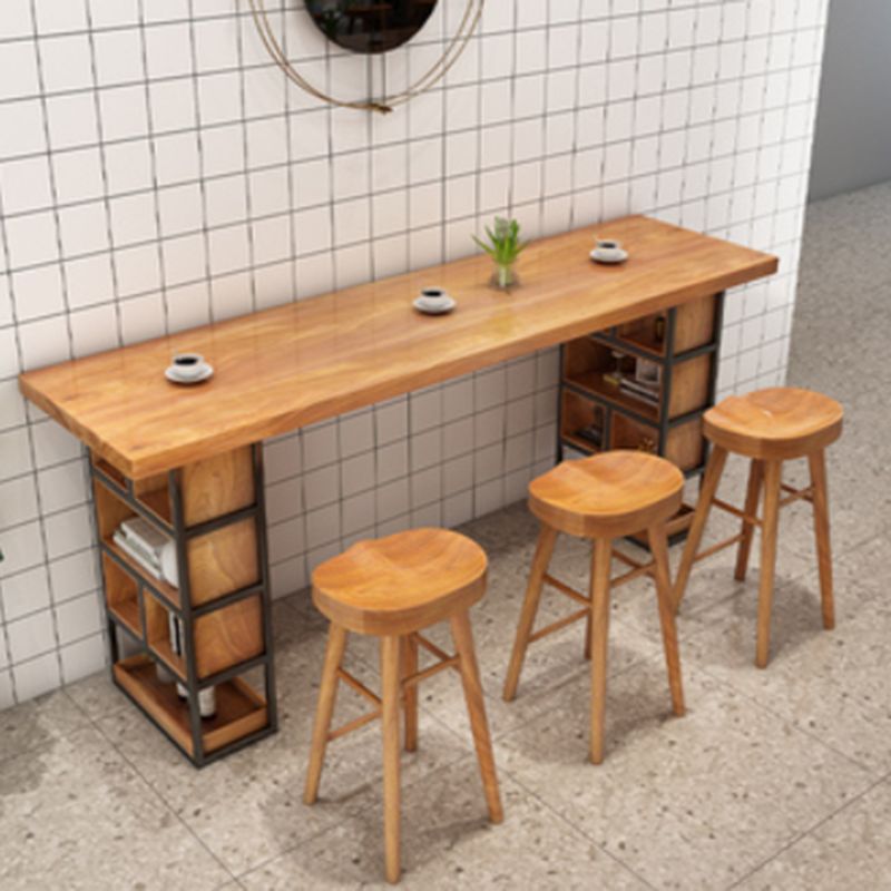 Contemporary Bar Table Set 1/4 Pieces Rectangle Solid Wood Bar Table Set for Indoor