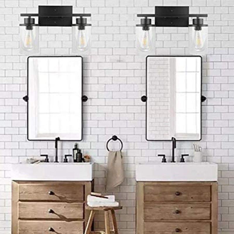 Traditional Bathroom Vanity Lighting 1 / 2 / 3 - Head Iron & Glass Bath Sconce