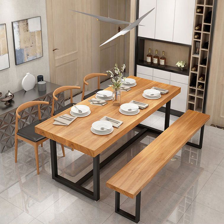 Rectangle Trestle Dining Table Modern Wood Table for Dining Room Bar