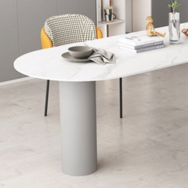 Mesa de comedor con tapa de piedra sinterizada de forma libre, mesa moderna con base de metal