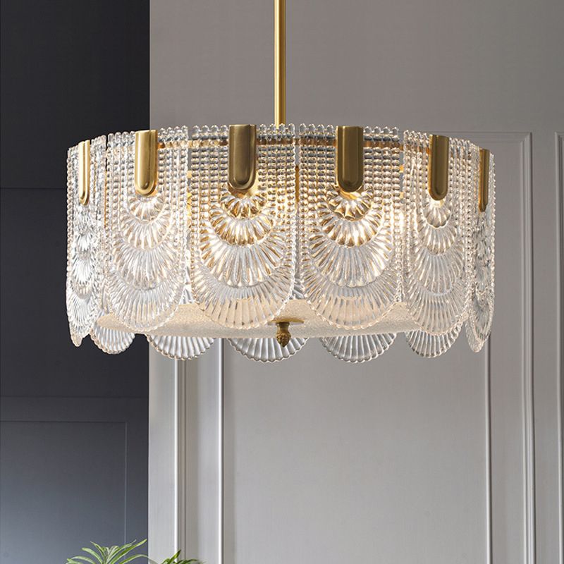 Light Luxury Style LED Chandelier Glass Geometric Pendant Light for Living Room