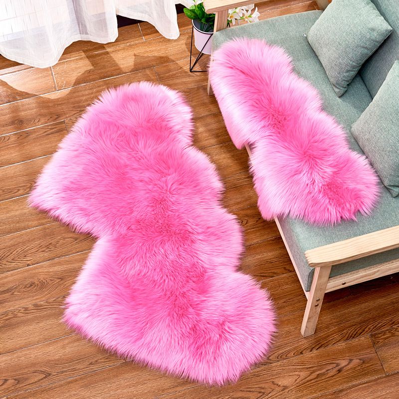 Double-Heart Shaped Modern Rug Multicolor Plain Carpet Stain Resistant Pet Friendly Non-Slip Backing Rug for Living Room