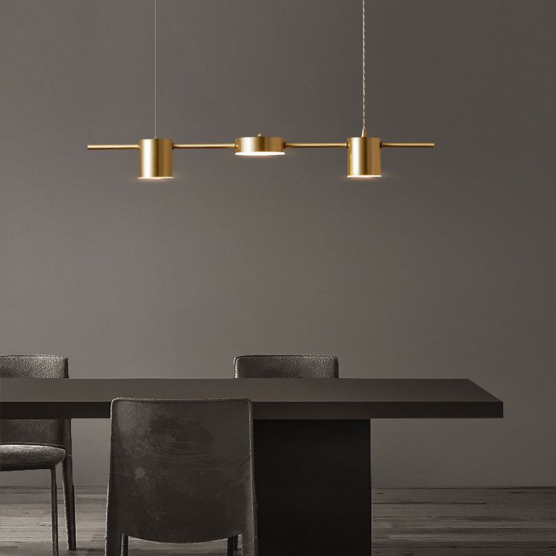 Metal Cylinder Island Pendant Modern Multiple-Light Island Lighting