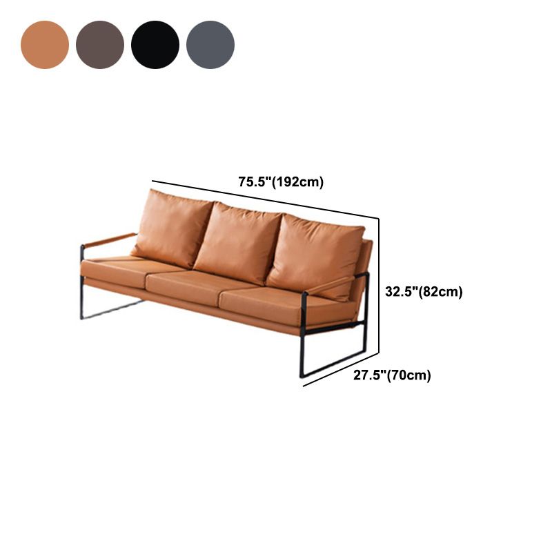 Mid Century Modern 32.2"H Faux Leather Square Arm Sofa for Living Room
