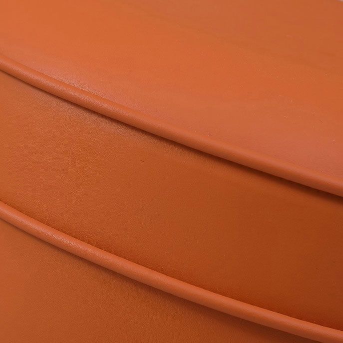 Orange Faux Leather Pouf Modern Pure Color Round Indoor Pouf