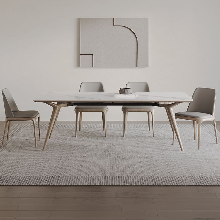 Sintered Stone Dining Set 1/2/5 Pcs Solid Wood Frame Dining Table and Chairs