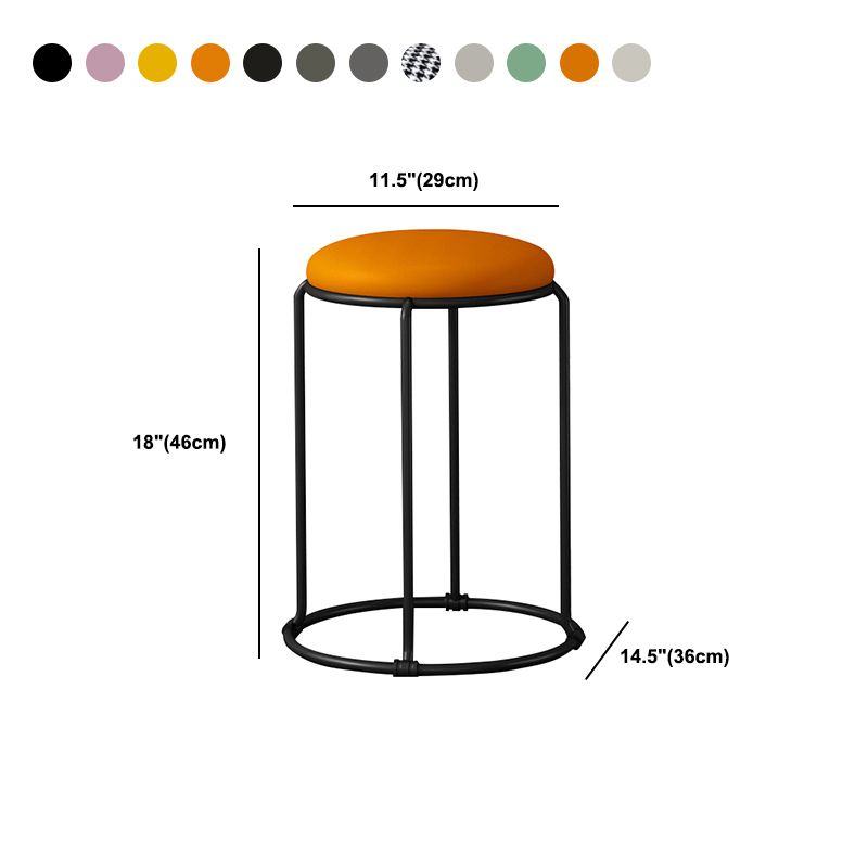 Modern Ottoman Leather Upholstered Tear Resistant Round Ottoman with Chair Legs