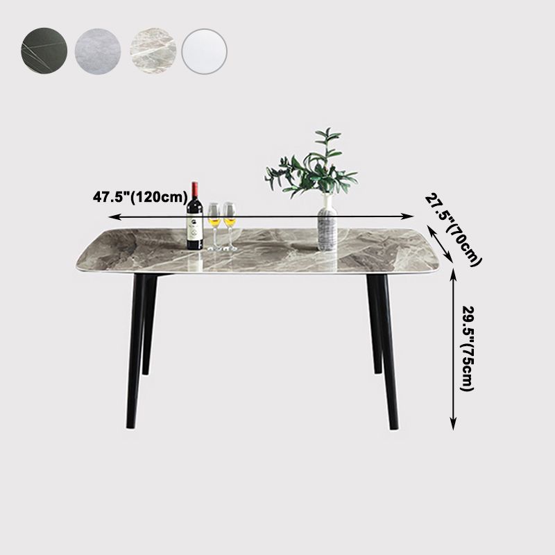 Rectangle Modern Dining Table Four-Color Fixed Table with Sintered Stone